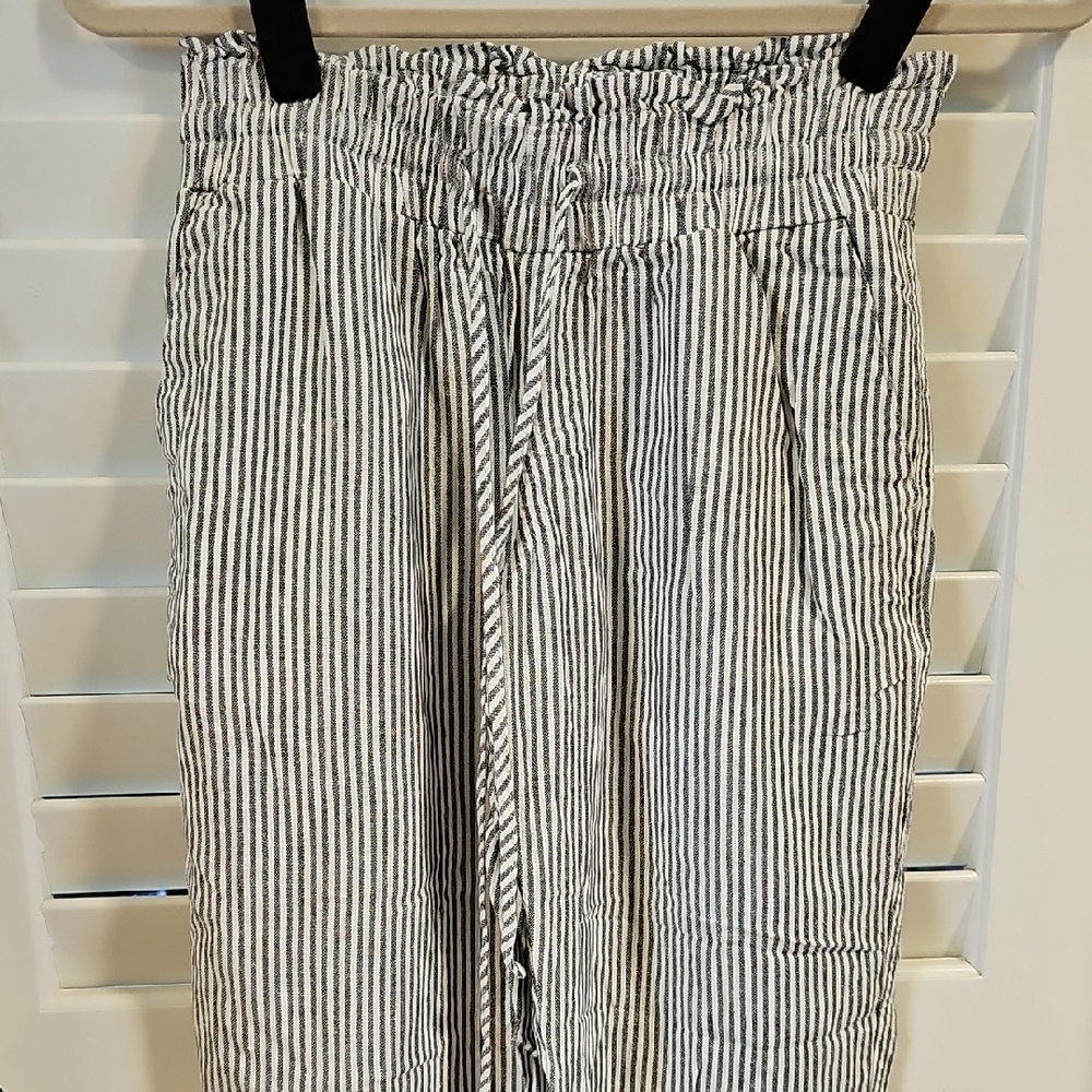 A New Day Black and White Striped Straight Leg Pants